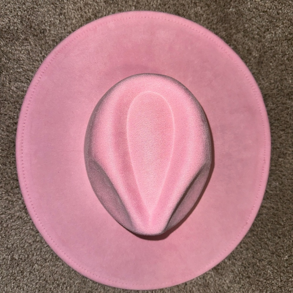 Light pink wide brim hat